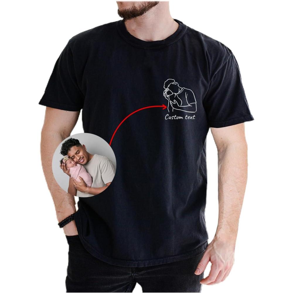 imageNAZENTI Personalized Dad Shirt Custom With Photo and Kids Name Grandpa Shirt Fathers Day Dad GiftDesign Dad 2