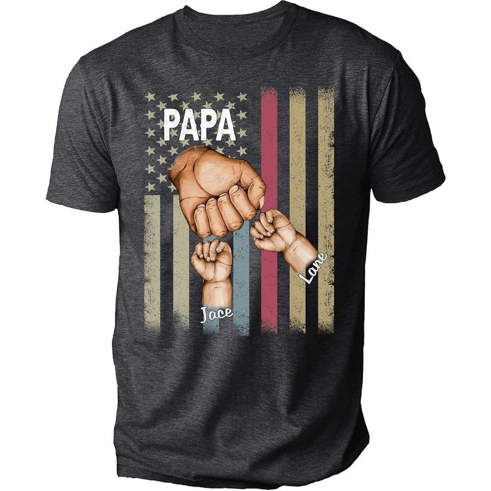 imageNAZENTI Personalized Fist Bump Dad Grandpa Shirt Custom Fathers Day Shirt Gift for Men on Fathers Day Birthday S4XLA15 Papa