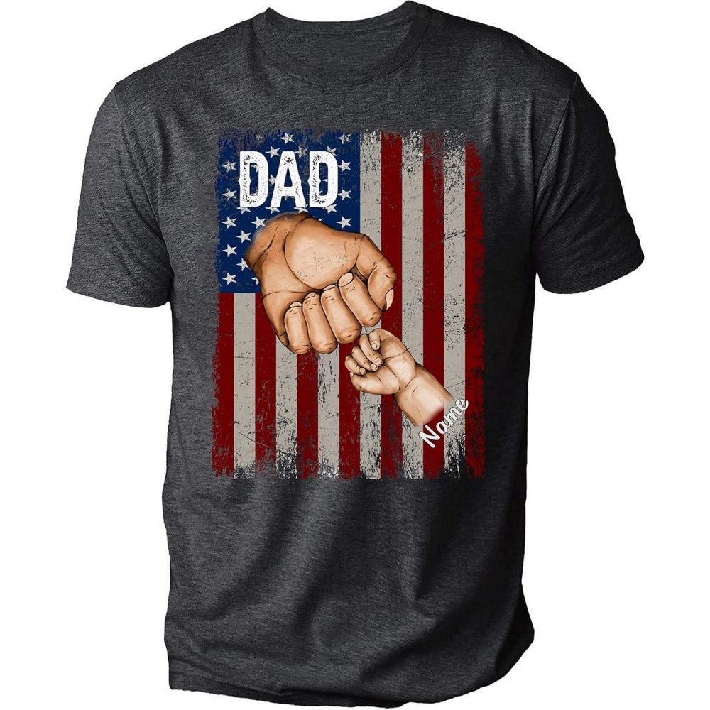 imageNAZENTI Personalized Fist Bump Dad Grandpa Shirt Custom Fathers Day Shirt Gift for Men on Fathers Day Birthday S4XLA19