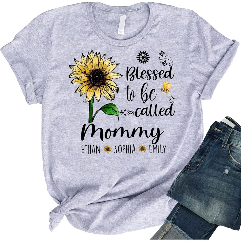 imagePersonalized Mom Shirt Blessed to Be Called Grandma Shirt Custom Women Shirt with Names Mothers Day Shirt S4XL04 Mom