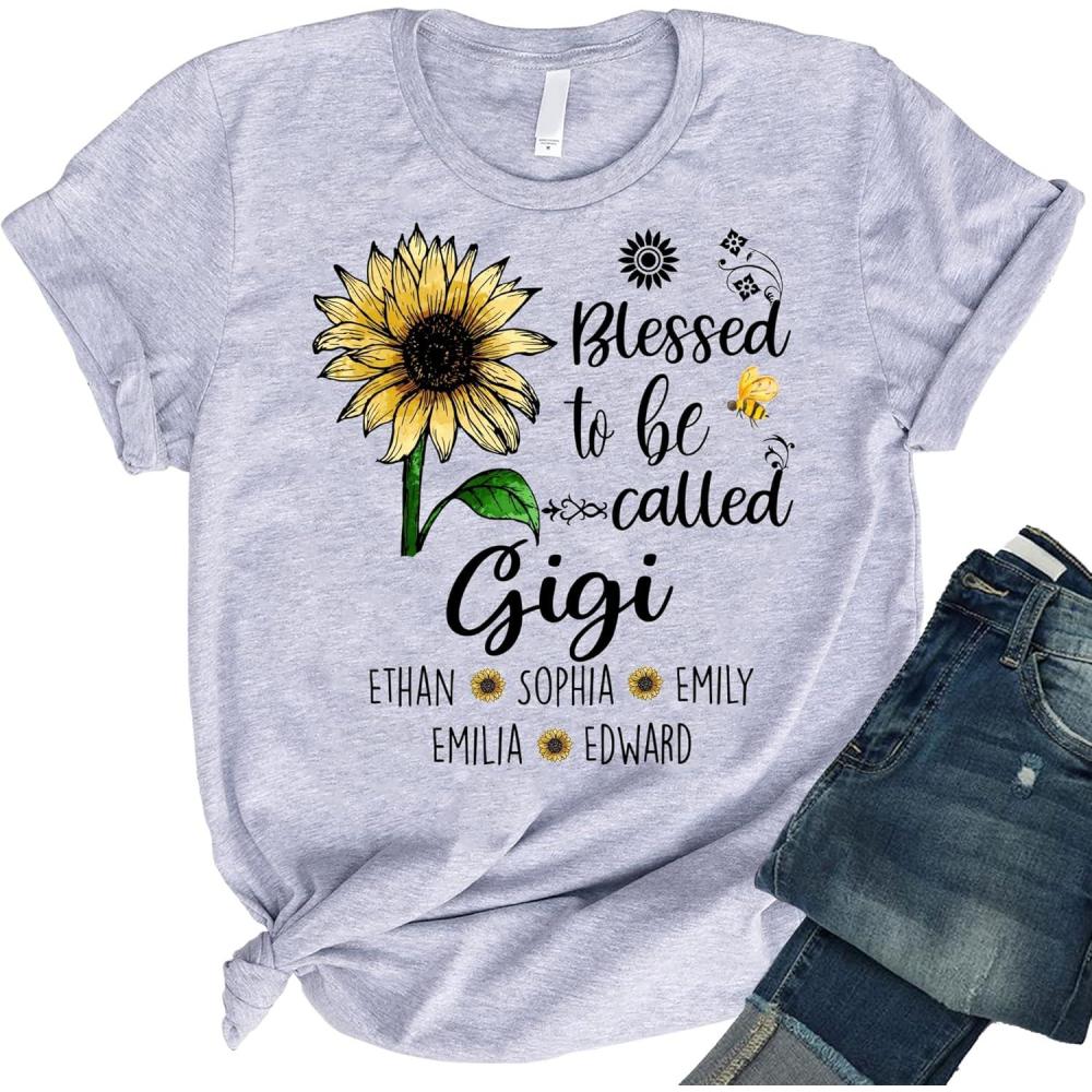 imagePersonalized Mom Shirt Blessed to Be Called Grandma Shirt Custom Women Shirt with Names Mothers Day Shirt S4XL06 Gigi