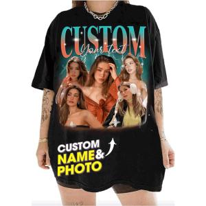 NAZENTI Custom Bootleg Rap Tee, Custom T-Shirts with Picture, Retro Custom Bootleg, Valentine’s Gifts for Him Her(Bootleg 1)