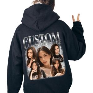 NAZENTI Custom Bootleg Your Own Rap Tee Shirts for Boyfriend Girlfriend Custom Face Tshirt Vintage Graphic 90s Shirt(#04 Hoodie-back)