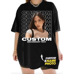 NAZENTI Custom Bootleg Your Own Rap Tee Shirts for Boyfriend Girlfriend Custom Face Tshirt Vintage Graphic 90s Shirt(Bootleg #5)