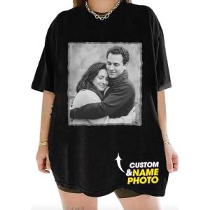 NAZENTI Custom Bootleg Your Own Rap Tee Shirts for Boyfriend Girlfriend Custom Face Tshirt Vintage Graphic 90s Shirt(Design 08)