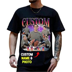 NAZENTI Custom Valentine Shirt Gifts for Boyfriend, Customized Bootleg Rap Tee(#02 Bootleg)