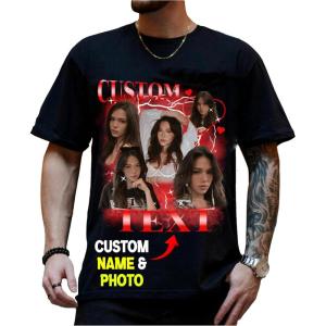 NAZENTI Custom Valentine Shirt Gifts for Boyfriend, Customized Bootleg Rap Tee(#03 Bootleg)