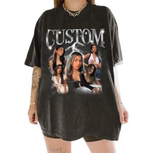 NAZENTI Custom Your Own Bootleg Shirt, Custom Photo Vintage Graphic 90s Tshirt, Photo Shirts, Personalized Shirt with Picture(Design 2)