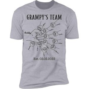 NAZENTI Hand Drawn Daddy Child Fist Bump Fathers Day Shirt Custom Dad Shirt Personalized Tshirt Grandpa Fathers Day T-Shirt(11 Hands)