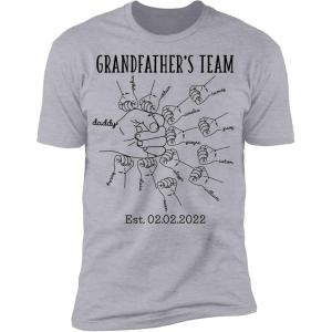 NAZENTI Hand Drawn Daddy Child Fist Bump Fathers Day Shirt Custom Dad Shirt Personalized Tshirt Grandpa Fathers Day T-Shirt(12 Hands)