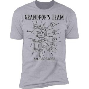 NAZENTI Hand Drawn Daddy Child Fist Bump Fathers Day Shirt Custom Dad Shirt Personalized Tshirt Grandpa Fathers Day T-Shirt(15 Hands)
