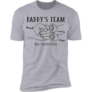 NAZENTI Hand Drawn Daddy Child Fist Bump Fathers Day Shirt Custom Dad Shirt Personalized Tshirt Grandpa Fathers Day T-Shirt(2 Hands)
