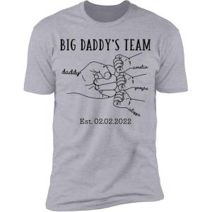 NAZENTI Hand Drawn Daddy Child Fist Bump Fathers Day Shirt Custom Dad Shirt Personalized Tshirt Grandpa Fathers Day T-Shirt(3 Hands)