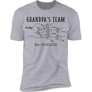 NAZENTI Hand Drawn Daddy Child Fist Bump Fathers Day Shirt Custom Dad Shirt Personalized Tshirt Grandpa Fathers Day T-Shirt(5 Hands)