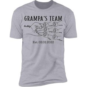 NAZENTI Hand Drawn Daddy Child Fist Bump Fathers Day Shirt Custom Dad Shirt Personalized Tshirt Grandpa Fathers Day T-Shirt(6 Hands)