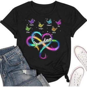 NAZENTI Hand Drawn Daddy Child Fist Bump Fathers Day Shirt Custom Dad Shirt Personalized Tshirt Grandpa Fathers Day T-Shirt(Multi 01)