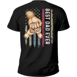 NAZENTI Personalized American Flag Shirt for Dad, Custom Fist Bump Grandpa Shirt for Men, Fathers Days, Birthday(A01a06 Dad)