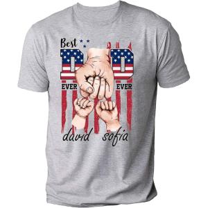 NAZENTI Personalized American Flag Shirt for Dad, Custom Fist Bump Grandpa Shirt for Men, Fathers Days, Birthday(A01a09 Dad)
