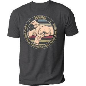 NAZENTI Personalized American Flag Shirt for Dad, Custom Fist Bump Grandpa Shirt for Men, Fathers Days, Birthday(A01a10 Papa)