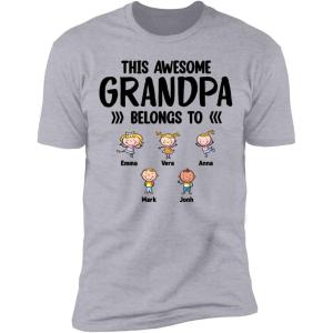 NAZENTI Personalized American Flag Shirt for Dad, Custom Fist Bump Grandpa Shirt for Men, Fathers Days, Birthday(#Grandpa)