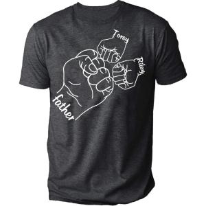 NAZENTI Personalized Dad Shirt, Custom Daddy Shirts for Men, Grandpa Child Fist Bump T-Shirt, for Father Day(03 Father)