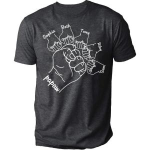NAZENTI Personalized Dad Shirt, Custom Daddy Shirts for Men, Grandpa Child Fist Bump T-Shirt, for Father Day(07 Papaw)