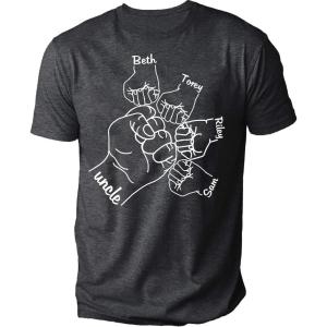 NAZENTI Personalized Dad Shirt, Custom Daddy Shirts for Men, Grandpa Child Fist Bump T-Shirt, for Father Day(09 Uncle)