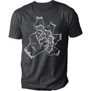 NAZENTI Personalized Dad Shirt, Custom Daddy Shirts for Men, Grandpa Child Fist Bump T-Shirt, for Father Day(12 Dadbod)