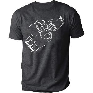 NAZENTI Personalized Dad Shirt, Custom Daddy Shirts for Men, Grandpa Child Fist Bump T-Shirt, for Father Day(Black)