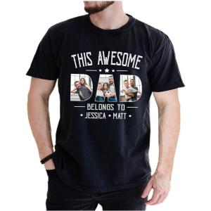 NAZENTI Personalized Dad Shirt, Custom With Photo and Kids Name, Grandpa Shirt, Fathers Day Dad Gift(Design Dad 1)