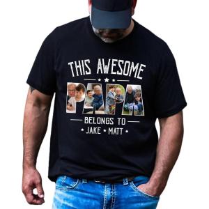 NAZENTI Personalized Dad Shirt, Custom With Photo and Kids Name, Grandpa Shirt, Fathers Day Dad Gift(Design Papa)