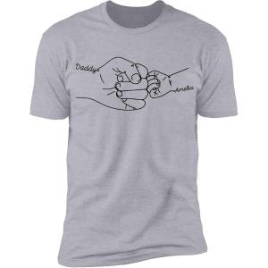NAZENTI Personalized Fist Bump Dad Grandpa Shirt Custom Father’s Day Shirt Gift for Men on Fathers Day Birthday S-4XL(#A01 Daddy 2)
