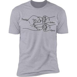 NAZENTI Personalized Fist Bump Dad Grandpa Shirt Custom Father’s Day Shirt Gift for Men on Fathers Day Birthday S-4XL(#A02 Daddy)