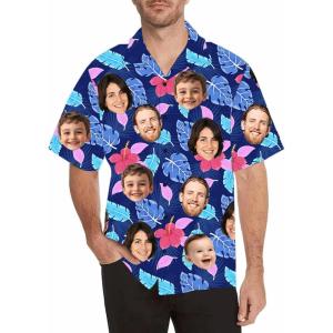 NAZENTI Personalized Hawaiian Shirt – Custom Face Shirt, Hawaiian Picture Shirts, Funny Hawaiian T-Shirt for Men Women 11(Hawai 1)