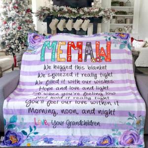 Nazenti Luxury Super Soft Sherpa Fleece Blanket 50×60, Mimi Loves Me Blanket, Gifts from Grandchildren, Wonderful for Birthday(Memaw)