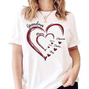 Personalized Grandma Shirt, Custom Mom Grandma Shirt with Kids’ Names, Gift for Mom Birthday Mother’s Day Christmas(B3)