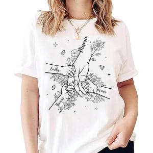 Personalized Grandma Shirt, Custom Mom Grandma Shirt with Kids’ Names, Gift for Mom Birthday Mother’s Day Christmas(B7)