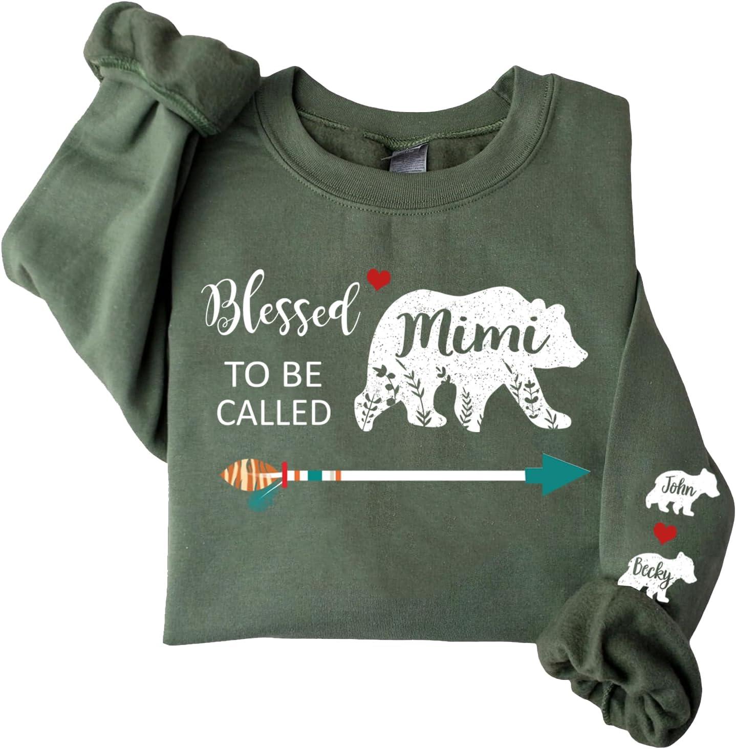 imageNAZENTI Custom Grandma amp Mom Sweatshirt Kids Name EST 2024 Mothers Day GiftAmimi