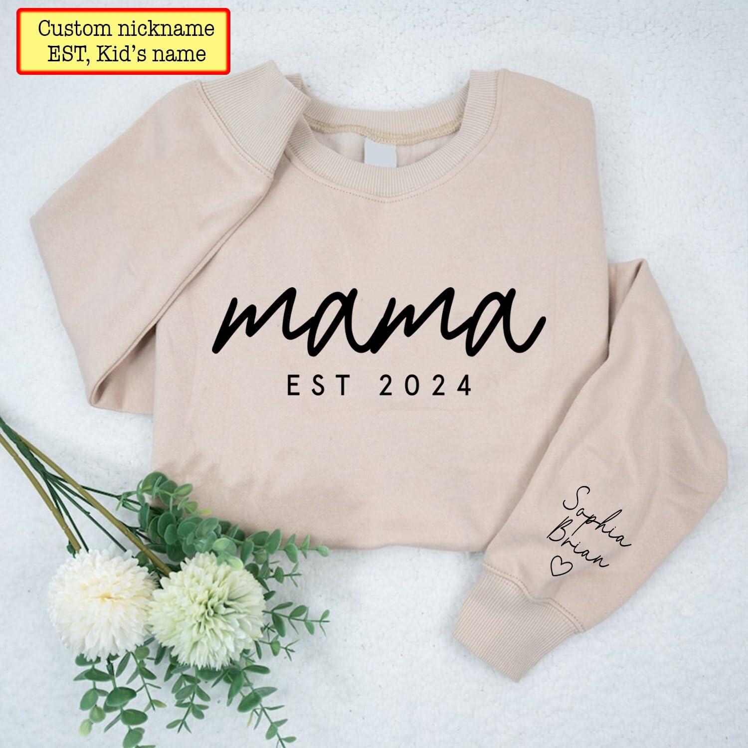 imageNAZENTI Custom Grandma amp Mom Sweatshirt Kids Name EST 2024 Mothers Day GiftDesign 1mama