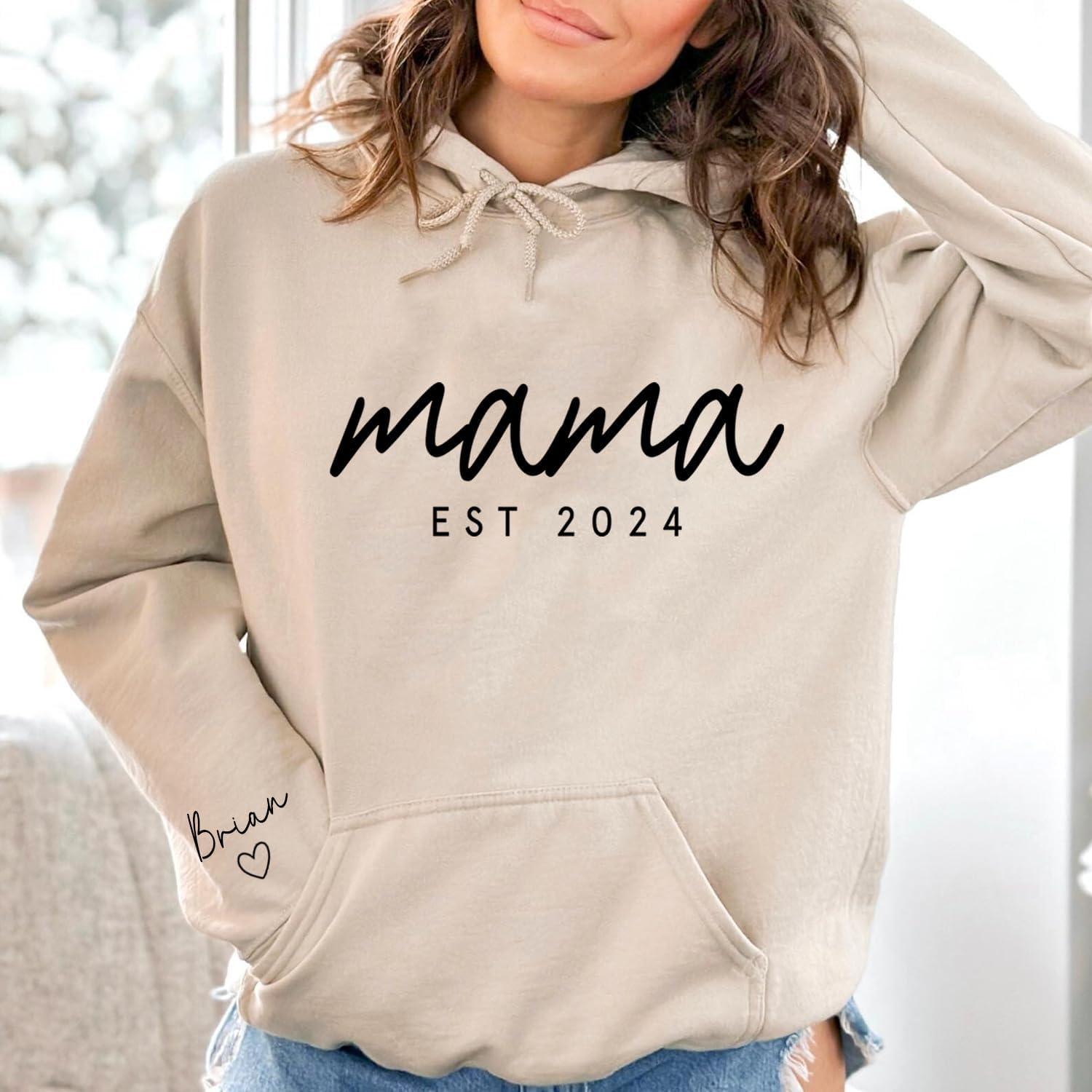 imageNAZENTI Custom Grandma amp Mom Sweatshirt Kids Name EST 2024 Mothers Day GiftDesign 1mama