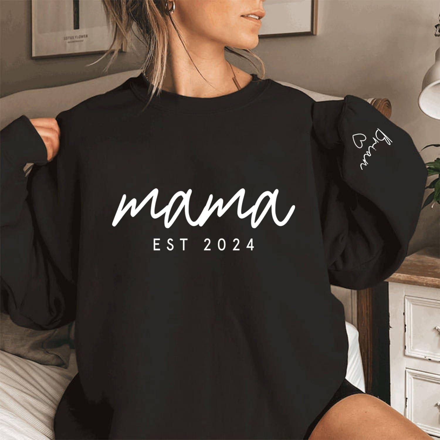 imageNAZENTI Custom Grandma amp Mom Sweatshirt Kids Name EST 2024 Mothers Day GiftDesign 1mama