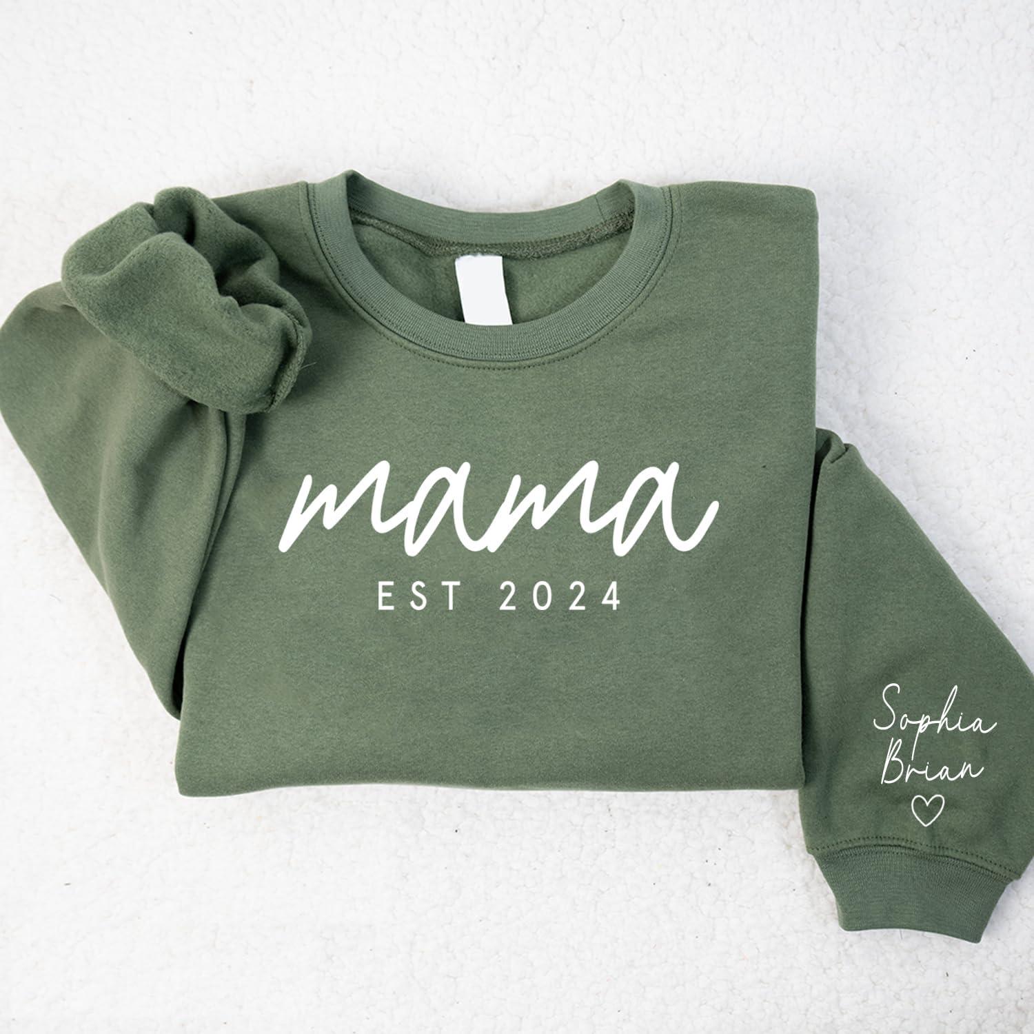 imageNAZENTI Custom Grandma amp Mom Sweatshirt Kids Name EST 2024 Mothers Day GiftDesign 1mama