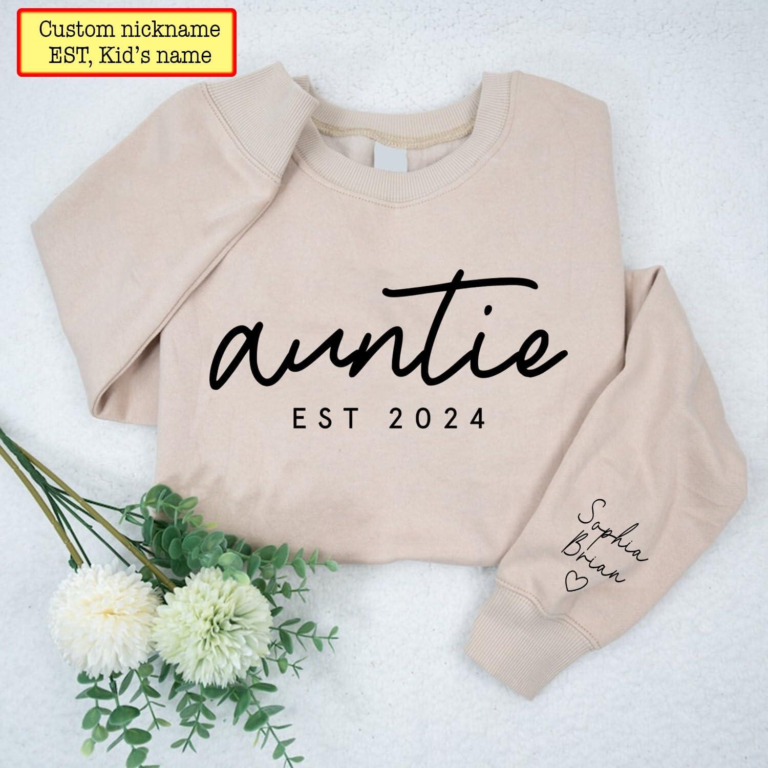 imageNAZENTI Custom Grandma amp Mom Sweatshirt Kids Name EST 2024 Mothers Day GiftDesign2auntie