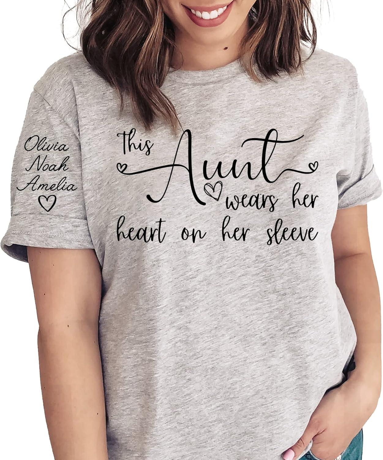 imageNAZENTI I Wear My Heart On My Sleeve Sweatshirt Mothers Day Shirt Custom Sweatshirt Personalized Gift for Mom Mommy11 Aunt