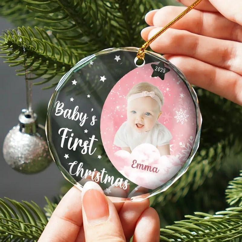 imageNAZENTI Personalized Babys First Christmas Ornament 2025 Custom Babies 1st Christmas Keepsake with Name 4D Shake Decoration for Christmas Tree Newborn Holiday Ornament Unique Baby Gift15