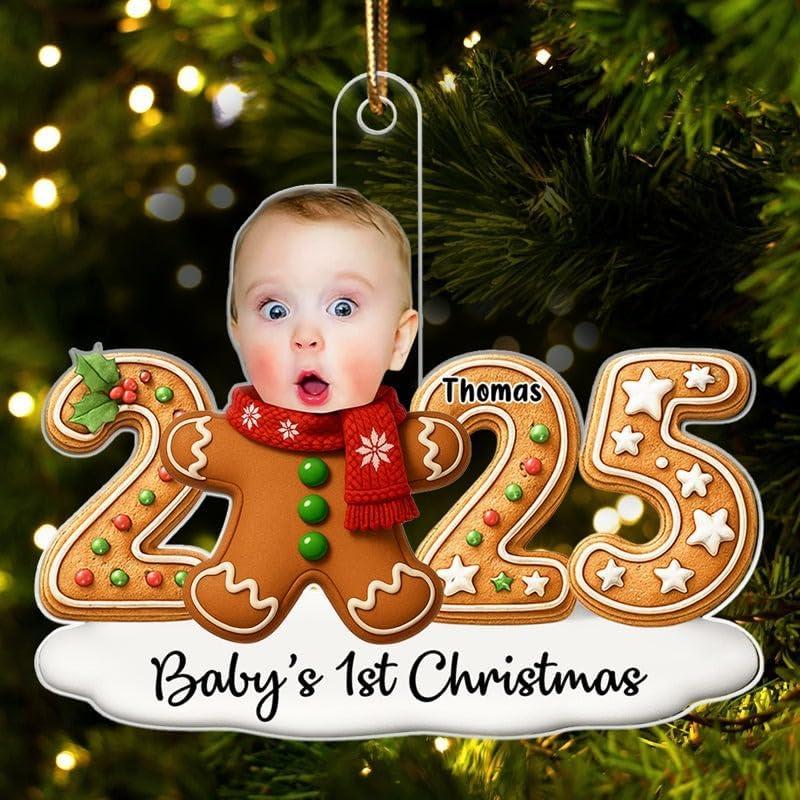 imageNAZENTI Personalized Babys First Christmas Ornament 2025 Custom Babies 1st Christmas Keepsake with Name 4D Shake Decoration for Christmas Tree Newborn Holiday Ornament Unique Baby Gift14