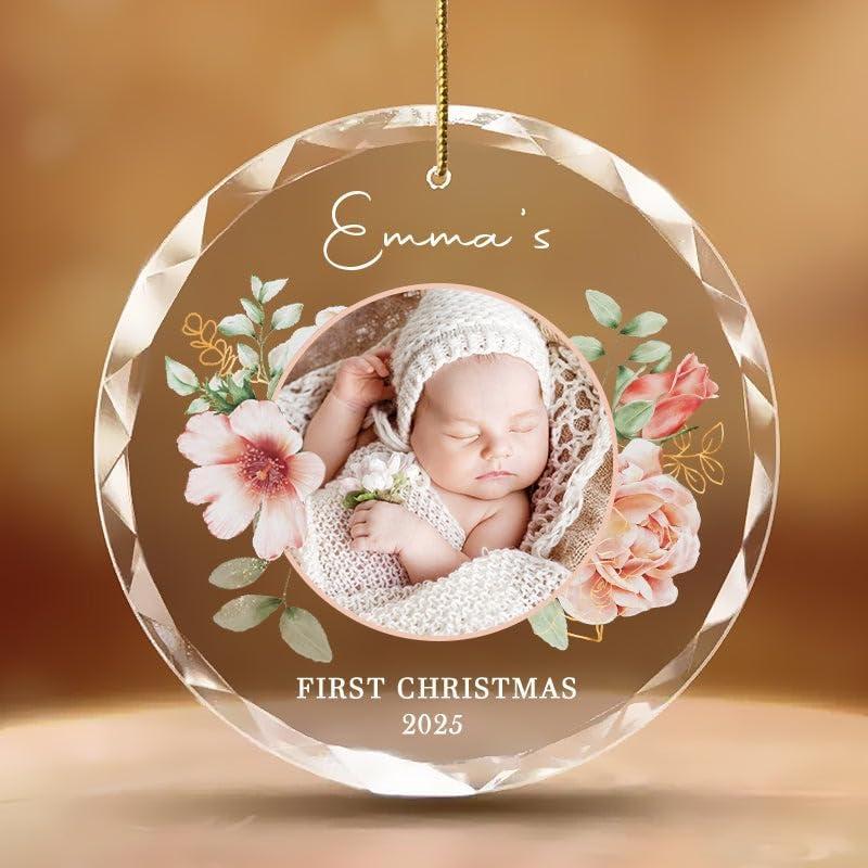imageNAZENTI Personalized Babys First Christmas Ornament 2025 Custom Babies 1st Christmas Keepsake with Name 4D Shake Decoration for Christmas Tree Newborn Holiday Ornament Unique Baby Gift16