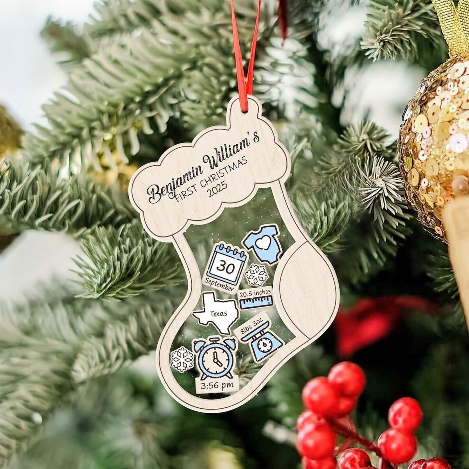 imageNAZENTI Personalized Babys First Christmas Ornament 2025 Custom Babies 1st Christmas Keepsake with Name 4D Shake Decoration for Christmas Tree Newborn Holiday Ornament Unique Baby GiftDesign 6