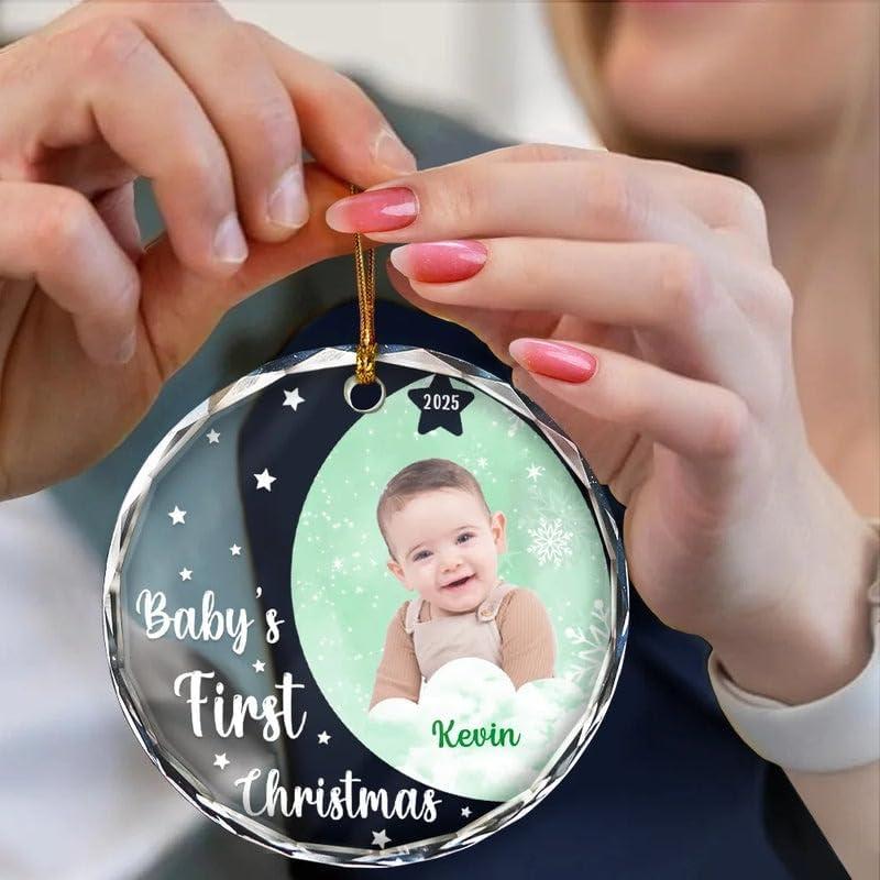 imageNAZENTI Personalized Babys First Christmas Ornament 2025 Custom Babies 1st Christmas Keepsake with Name 4D Shake Decoration for Christmas Tree Newborn Holiday Ornament Unique Baby Gift15