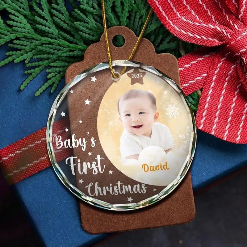imageNAZENTI Personalized Babys First Christmas Ornament 2025 Custom Babies 1st Christmas Keepsake with Name 4D Shake Decoration for Christmas Tree Newborn Holiday Ornament Unique Baby Gift15